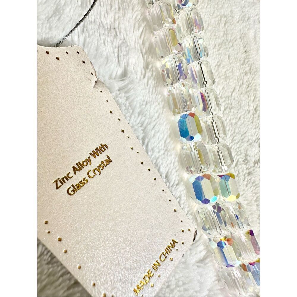 EYE CANDY LUXE Collection Aurora Borealis Dual Crystal Cube Panther Necklace NWT - Picture 7 of 8